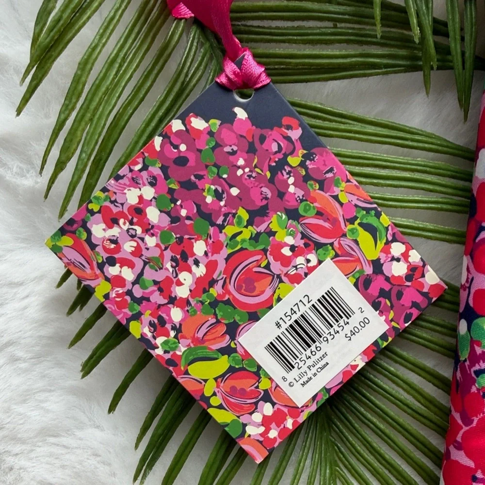 NWT Lilly Pulitzer Floral Pink, Green Zipper Folio